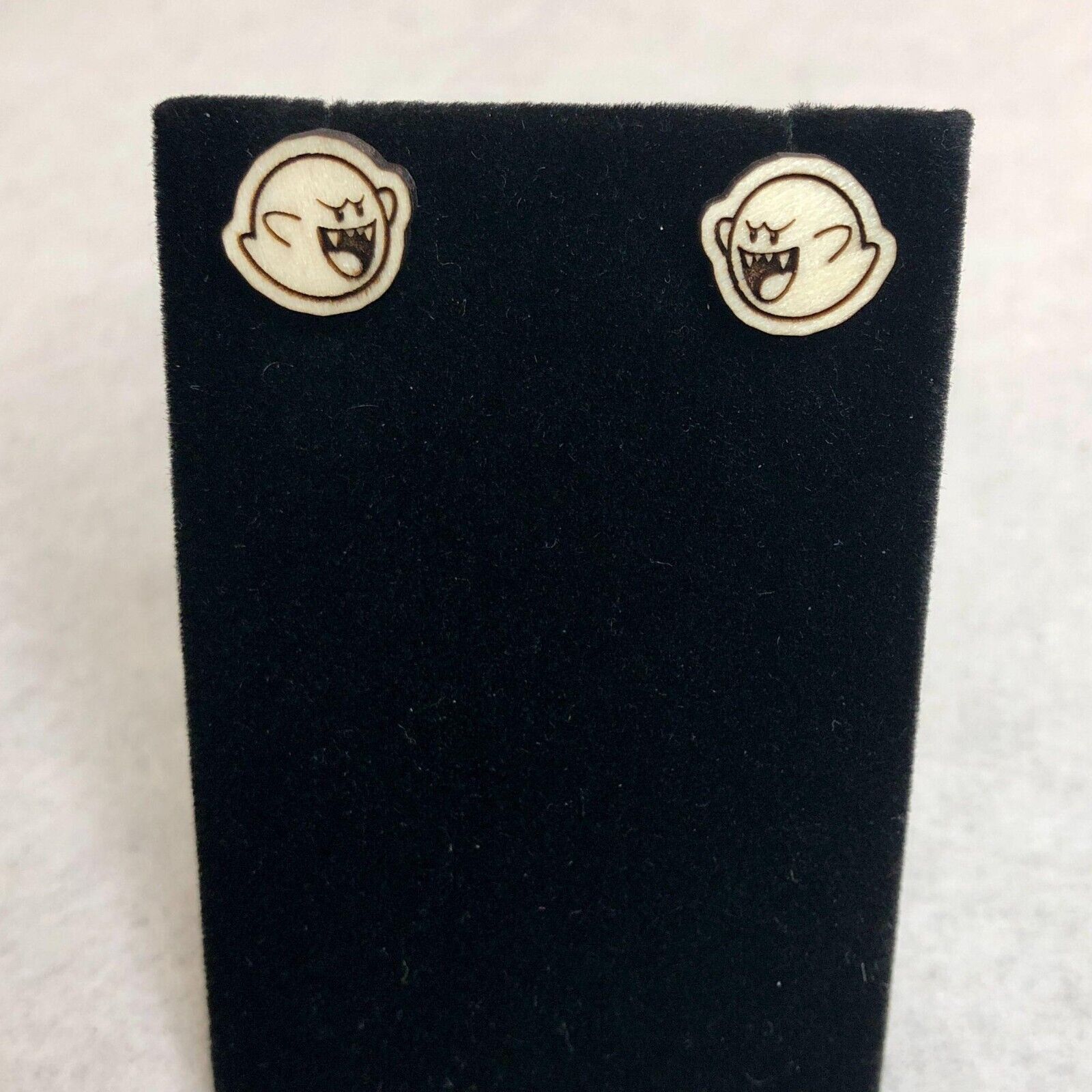 Super Mario Boo Wood Stud Earrings 10$